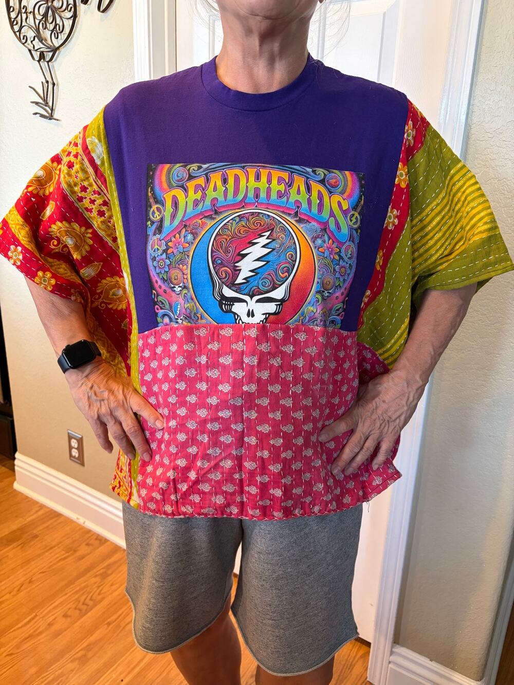Grateful Dead Upcycled Kantha Tunic Top Shirt OS Handmade Boho